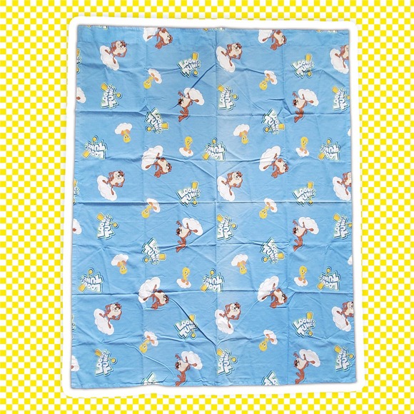 VTG 90s Looney Tunes Curtin Panels Set of 2 Fabric Taz and Tweety Bird - Picture 2 of 6
